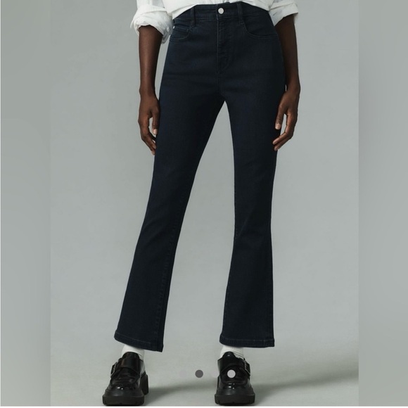 ANTHROPOLOGIE Pilcro Slim Tuck High-Rise Straight-Leg Jeans Womens Dark Blue - Picture 1 of 9